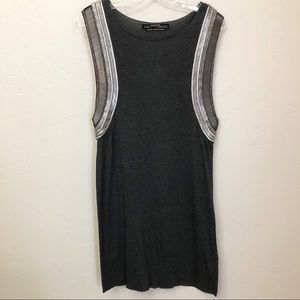 ALLSAINTS metal hand embellished gray tunic